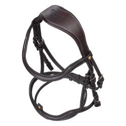 Bridão inglês em couro macio Equestro com pespontos decorativos Castanho escuro