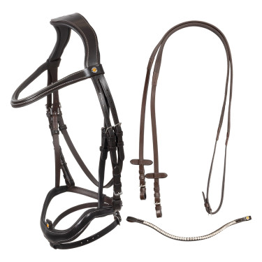 Bridão anatómico Equestro para equitação com muserola curva Bridão anatómico Equestro para equitação com muserola curva