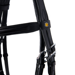 Bridão de dressage Equestro em couro sem rédeas Preto