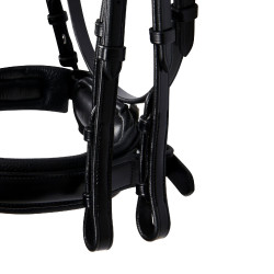 Bridão de dressage Equestro em couro sem rédeas Preto