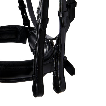 Bridão de dressage Equestro em couro sem rédeas Preto