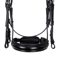 Bridão de dressage Equestro em couro sem rédeas Preto
