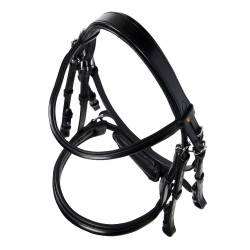 Bridão de dressage Equestro em couro sem rédeas Preto