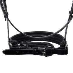 Bridão de dressage Equestro em couro sem rédeas Preto
