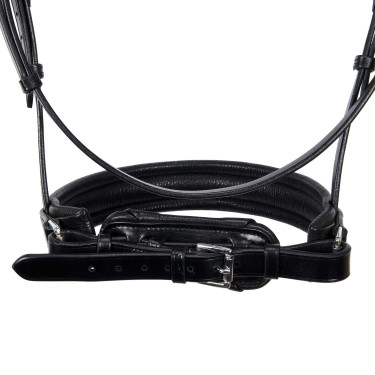 Bridão de dressage Equestro em couro sem rédeas Preto