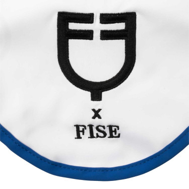 Touca Equestro x FISE em tecido técnico Branco / azul de Saboia Touca Equestro x FISE em tecido técnico Branco / azul de Saboia