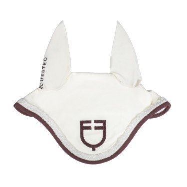 Touca Equestro com cordão trançado Branco antigo / castanho Touca Equestro com cordão trançado Branco antigo / castanho