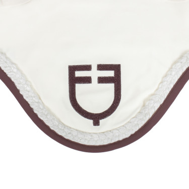 Touca Equestro com cordão trançado Branco antigo / castanho Touca Equestro com cordão trançado Branco antigo / castanho