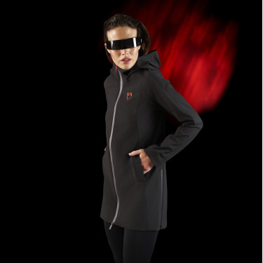Casaco longo impermeável feminino Equestro Ridertechnology Preto Casaco longo impermeável feminino Equestro Ridertechnology Preto