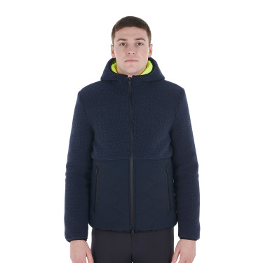 Casaco impermeável masculino com inserções em tecido Teddy Equestro Blazer marinho Azul-marinho