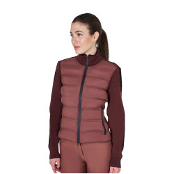 Casaco Equestro feminino em nylon e malha com zíper Castanho