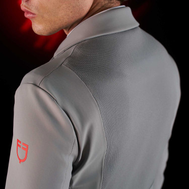 Casaco de competição masculino Equestro Ridertechnology com costuras termo-seladas Pássaro zombeteiro Cinzento Casaco de competição masculino Equestro Ridertechnology com costuras termo-seladas Pássaro zombeteiro Cinzento