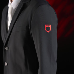 Casaco de competição masculino Equestro Ridertechnology com costuras termo-seladas Preto