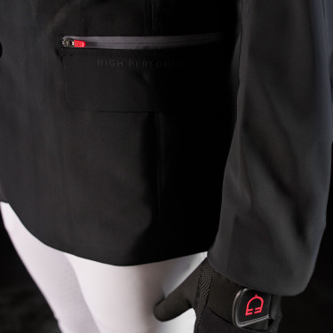 Casaco de competição masculino Equestro Ridertechnology com costuras termo-seladas Preto