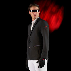 Casaco de competição masculino Equestro Ridertechnology com costuras termo-seladas Preto