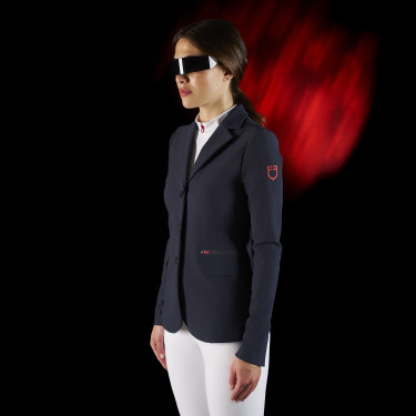 Casaco de competição feminino Equestro Ridertechnology com costuras termo-seladas Marinho Azul-marinho Casaco de competição feminino Equestro Ridertechnology com costuras termo-seladas Marinho Azul-marinho