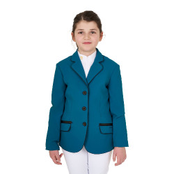Casaco de concurso Equestro para menina em tecido técnico Azul coral Casaco de concurso Equestro para menina em tecido técnico Azul coral