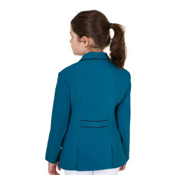 Casaco de concurso Equestro para menina em tecido técnico Azul coral Casaco de concurso Equestro para menina em tecido técnico Azul coral