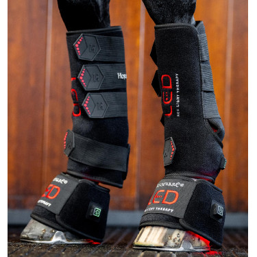Guêtres de terapia Horseware com luzes LED vermelhas Preto / preto