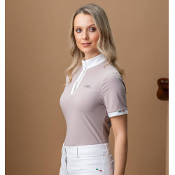 Polo de competição de mangas curtas Horseware feminino AA Mira Ostra Cinzento Polo de competição de mangas curtas Horseware feminino AA Mira Ostra Cinzento