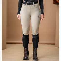 Calças Hybrid Horseware com grip nos joelhos escovadas AA Fina mulher Bege