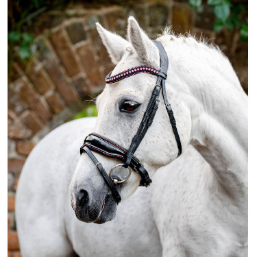 Bridão pônei Horseware Diamante Flash Preto / rosa Bridão pônei Horseware Diamante Flash Preto / rosa