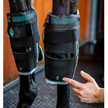 Joelheiras equestres Horseware Ice-Vibe com massagem Joelheiras equestres Horseware Ice-Vibe com massagem