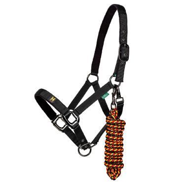 Cabresto e guia Horseware Newmarket Ouro branco