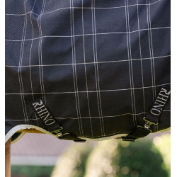 Cobertura Horseware Rhino Wug Poney Turnout 250g VL Preto / xadrez branco cinza
