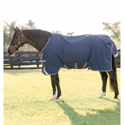 Capa Horseware Rhino Turnout 100g Preto / cinza titânio / azul clássico Capa Horseware Rhino Turnout 100g Preto / cinza titânio / azul clássico