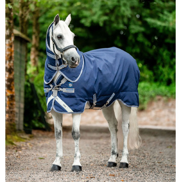 Capa Horseware Rhino Plus Poney Turnout 0g Preto / cinza titânio / azul clássico