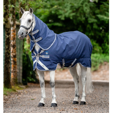 Capa Horseware Rhino Plus Poney Turnout 0g Preto / cinza titânio / azul clássico