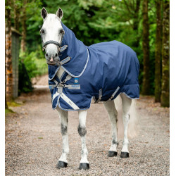 Capa Horseware Rhino Plus Poney Turnout 0g Preto / cinza titânio / azul clássico