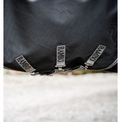 Capa Horseware Rambo 1680D Turnout Plus 100g Preto / tempestade / cinza prateado