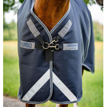 Capa Horseware Rambo 1680D Turnout 50g Marinho / tempestade / cinza prateado Azul-marinho