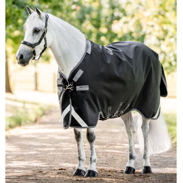 Capa Horseware Rambo 1680D Turnout 100g Preto / tempestade / cinza prateado