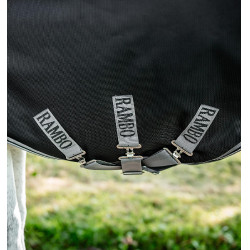 Capa Horseware Rambo 1680D Turnout 0g Preto / tempestade / cinza prateado