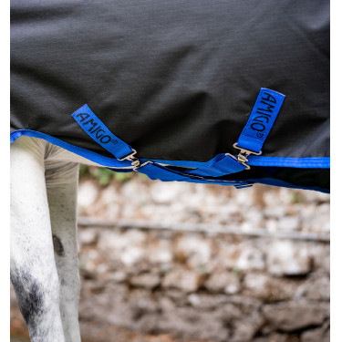 Capa Horseware Amigo Ripstop 900D Plus Pônei Turnout 100g Preto / azul clássico Capa Horseware Amigo Ripstop 900D Plus Pônei Turnout 100g Preto / azul clássico