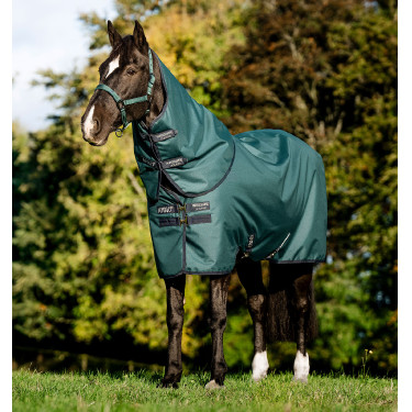 Capa Horseware Amigo Ripstop 900D Plus Pônei Turnout 0g Dinastia verde / marinho / prateado