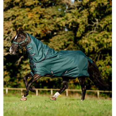 Capa Horseware Amigo Ripstop 900D Plus Pônei Turnout 0g Dinastia verde / marinho / prateado