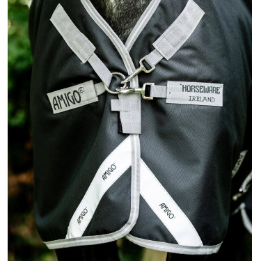 Capa Horseware Amigo 1200D XL Turnout 50g Preto / cinza titânio / prata