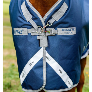 Capa Horseware Amigo 1200D Turnout Plus 50g Marinho / cinza titânio / prata Azul-marinho