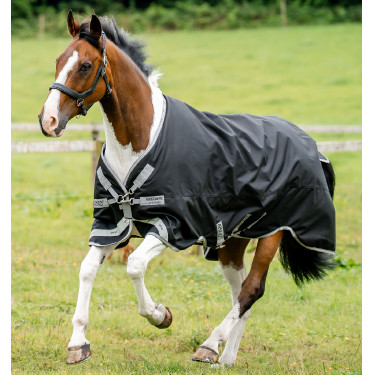 Cobertura Horseware Amigo 1200D Turnout 100g Preto / cinza titânio / prata