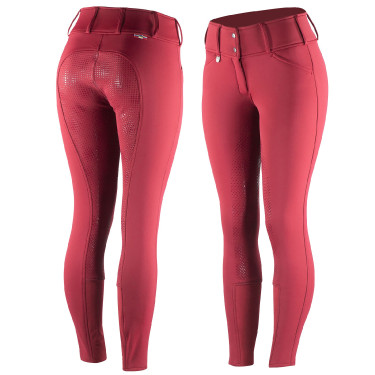 Calça Thermo Grand Prix Horze com fundo de silicone para mulher Vermelho profundo Calça Thermo Grand Prix Horze com fundo de silicone para mulher Vermelho profundo