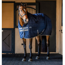 Cobertura de estábulo Horseware Rhino 100g Preto / cinza titânio / azul clássico
