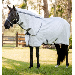 Cobertura anti-moscas Horseware Amigo Summer Plus CarreauxMarine / gris titanium / argent Motivos
