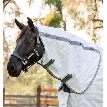 Cobertura anti-moscas Horseware Amigo Summer Plus CarreauxMarine / gris titanium / argent Motivos
