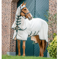 Cobertura integral Horseware Rambo hoody Pônei 0g Giz / verde caçador / prata Branco