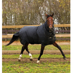Cobertura Horseware Trot Plus com protetor de pescoço 350g Preto / preto / castanho