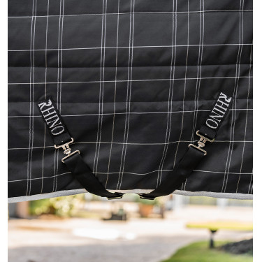 Cobertura de estábulo Horseware Rhino Original Vari-Layer 250g Preto / xadrez branco cinza Cobertura de estábulo Horseware Rhino Original Vari-Layer 250g Preto / xadrez branco cinza